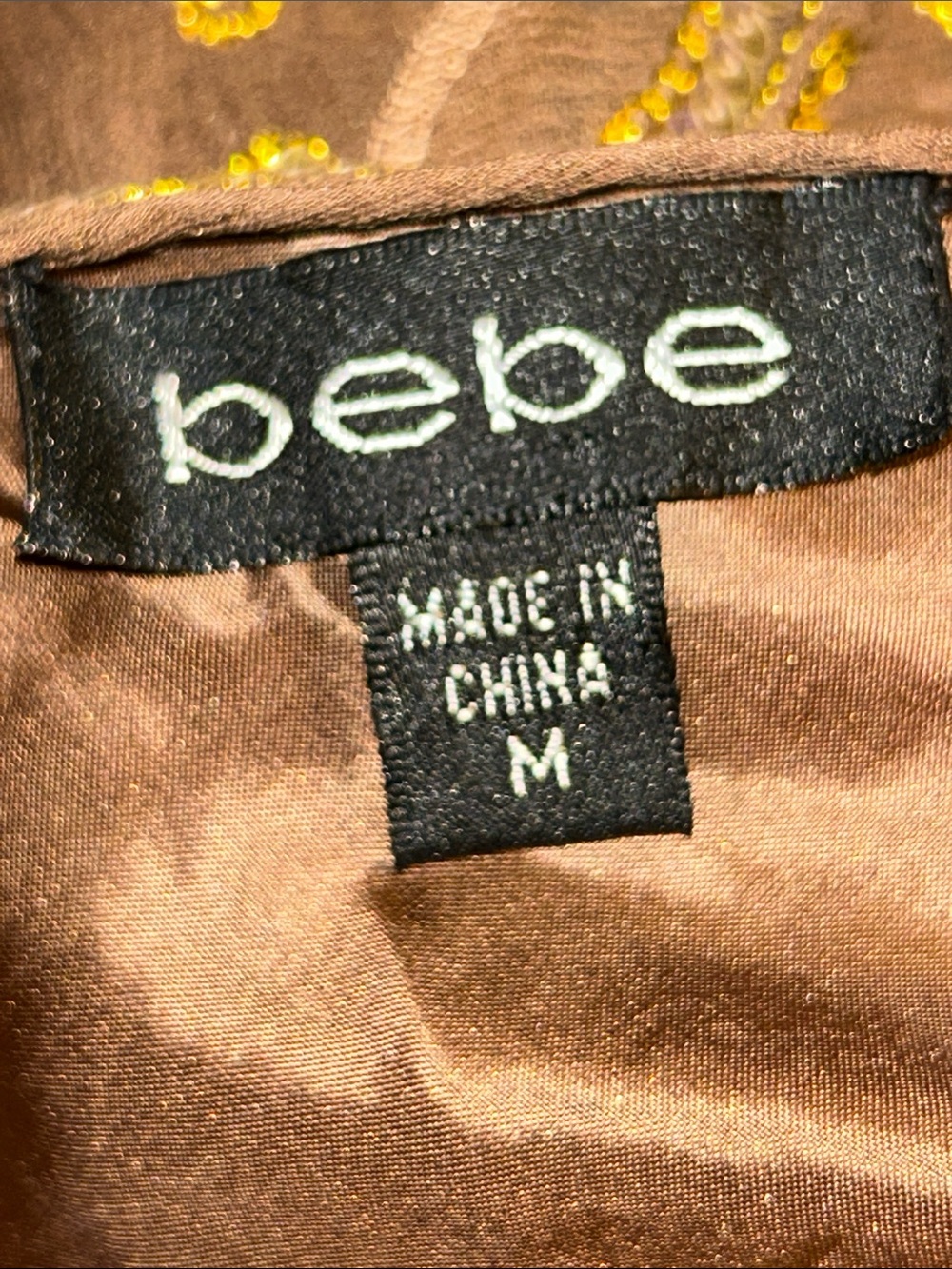 bebe Brown Sheer Camisole with Yellow-Gold Embroidery - Picture 5 of 5